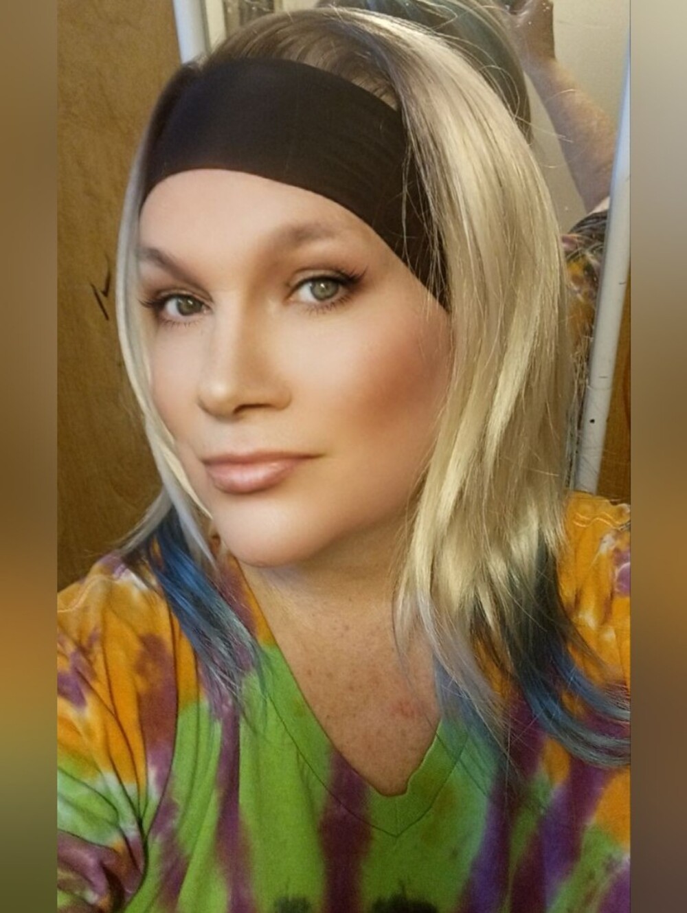 Blonde to Teal  Synthetic Wig - Headband Teal Tips Fits Like A Regular SOLD out!